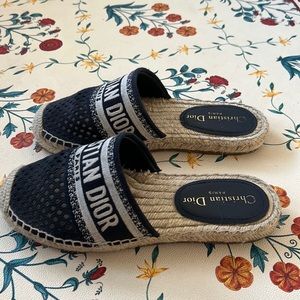 Dior Slides in Navy Blue Cotton